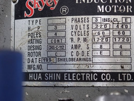 Sharp, Vertical Mill, 9" x 42" Table, 3 HP, 1720 RPM, 220/440 V - Image 9