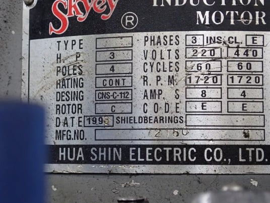 Sharp, Vertical Mill, 9" x 42" Table, 3 HP, 1720 RPM, 220/440 V - Image 9