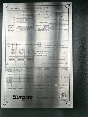 2500 KVA 24940 Delta Primary, 480Y Secondary, Daelim, Station - Image 4