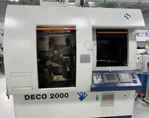 Tornos #DECO-26, Swiss Type CNC Lathe, w/ Robobar SSF-532 bar loader, 2001 - Image 1