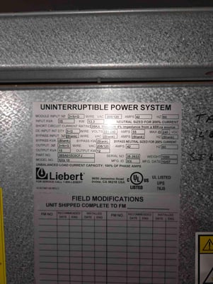 15.0 KVA Liebert NXb #NXb15, Uninterruptible Power Supply, 208/120 Volts, 42A, 60 Hz, 2007 - Image 3