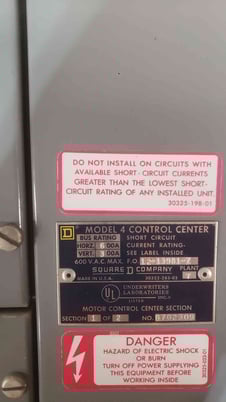 Square D, #4, Motor Control Center, MCC, 3 Section, 300/600 Amp., 600 VAC - Image 4