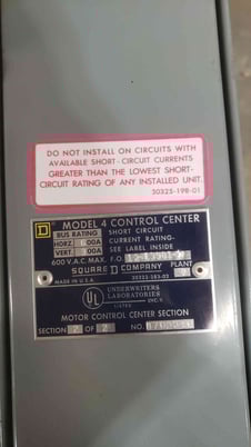 Square D, #4, Motor Control Center, MCC, 3 Section, 300/600 Amp., 600 VAC - Image 5