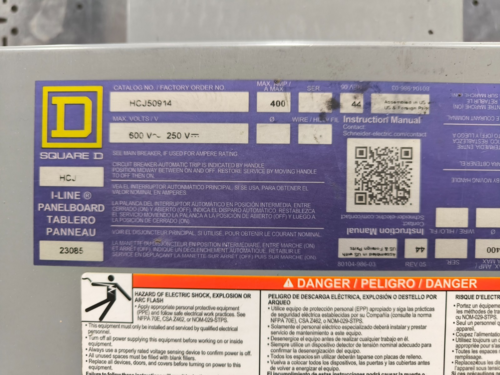400 Amp. Square D, HCJ50914-HCJ, Interior I-Line Panelboard, 600 VAC, 250 VDC, 66 SP - Image 7