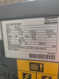 Atlas Copco #SF2FF, 3 HP, Zero hours, 2021 - Image 3