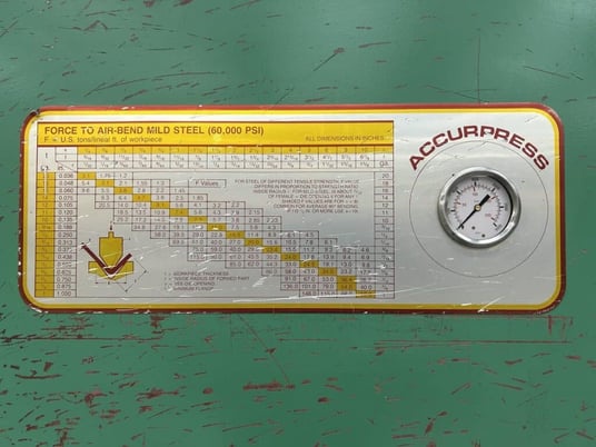 130 Ton, Accurpress #713010, press brake, 10' overall, 100" between housing, 8" stroke, 10" throat, 1987 - Image 8