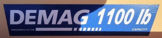 0.5 Ton, Demag, jib crane, 23.5' span, 30' runway, 8.5' under hook, 6 post, Harrington hoist, 2012 - Image 4