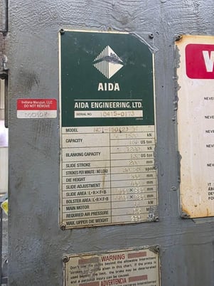 165 Ton, Aida #NC1-150, single crank gap frame press - Image 4