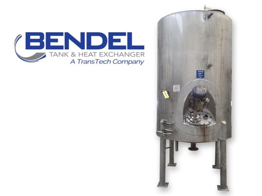 1300 gallon Bendel, Stainless steel liquid mix tank with side agitator disperser, 66" dia. x 96" straight - Image 1
