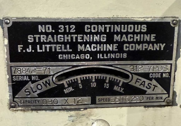 12" x .03" Littell #312-7PDS, straightener, 7-rolls, entry pinch rolls - Image 6