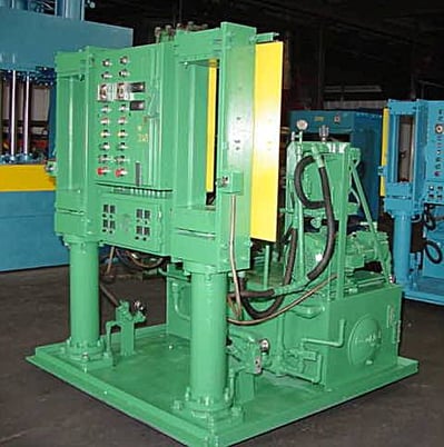 30 Ton, hydraulic press unit, 2 presses common base, 31" daylight, 22" stroke, 5-1/2" ram, heated platens, AS - Image 1