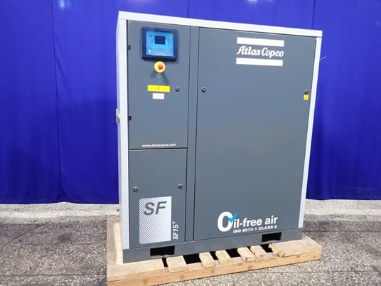 20 HP Atlas Copco #SF15+, Oil Free Rotary Air Compressor - Image 1