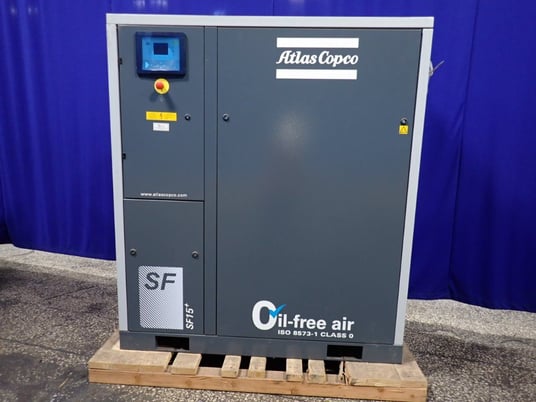 20 HP Atlas Copco #SF15+, Oil Free Rotary Air Compressor - Image 2