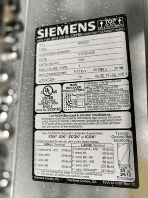 100 Amp Siemens P1X30MC250AT P1 Panelboard 208Y/120V 30 Space BF120AH B3100HH - Image 7