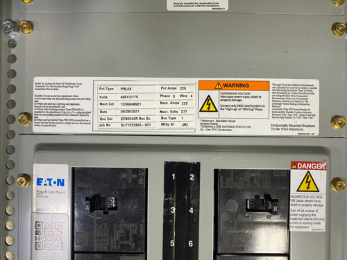 225 Amp. Eaton, Pow-R-Stock #PRL2X, Panelboard, 480Y/277V, 3PH, 4W, GHB3020 Breakers - Image 2