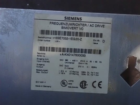 Siemens #6SE7032-1EG20-Z, ac drive - Image 10
