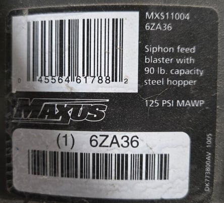Maxus #6ZA36, PORTABLE ABRASIVE BLASTER - Image 4