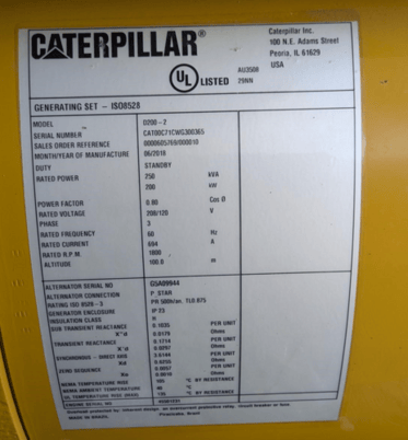 200 kW Caterpillar #D200-2, Diesel Generator, 3ph, C7.1 Engine, sound attenuated enclosure, 1640 Gal Tank - Image 10