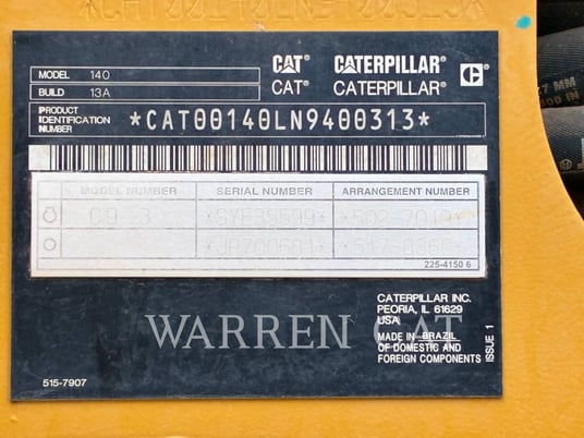 Caterpillar 140 SW, Motor Grader, 1937 hours, S/N: N9400313, 2020 - Image 6