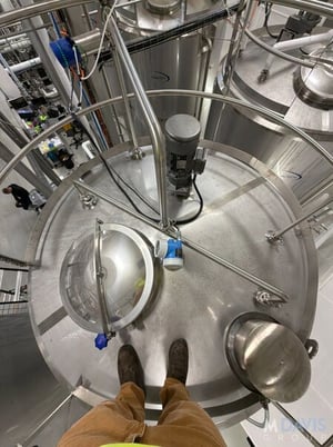 4200 gallon Qualtech, Stainless Steel Jacketed Vertical Mix Tank, 102" diameter x 120" height, cone - Image 3