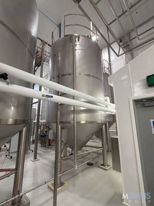 4200 gallon Qualtech, Stainless Steel Jacketed Vertical Mix Tank, 102" diameter x 120" height, cone - Image 9