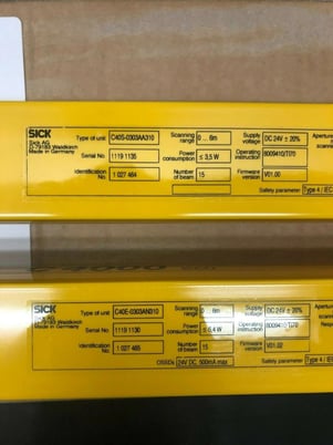 SICK #C4000, Safety Light Curtain, 3.5-6.4 watts, 15 beams, 24 VDC - Image 5