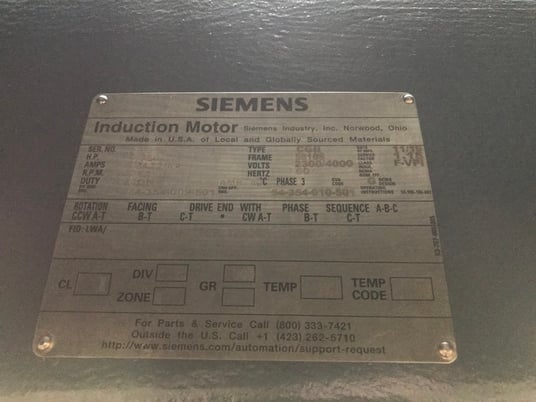 1750 HP 3600 RPM Siemens, Frame 5810S, weather protected enclosure type 2, SB, 2300/4000 Volts, New (6 - Image 5