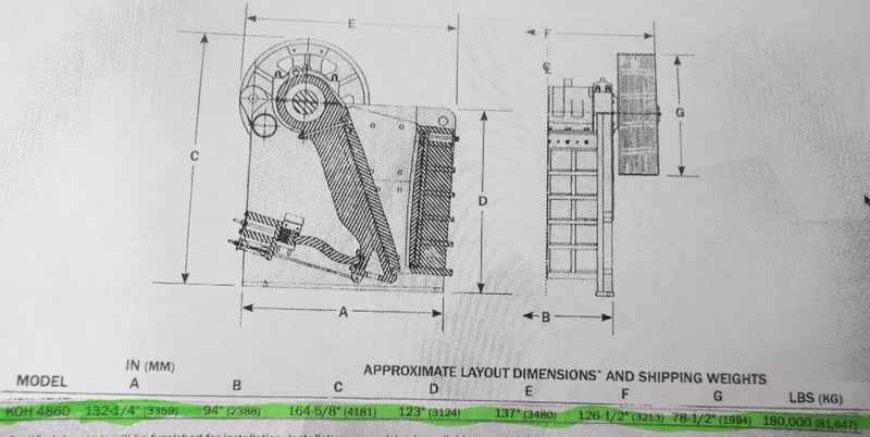 PENNSYLVANIA JAW CRUSHER, 48" X 60", OVERHEAD ECCENTRIC: 4FT X 5FT - Image 3