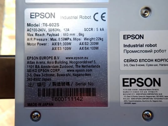 Epson T6-602S, Pick and Place Robot, 96 PSI - Image 9