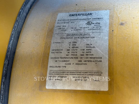 Caterpillar #3412C, diesel generator set, Tier 1, sound attenuated enclosure, weatherproof enclosure, 871 - Image 4