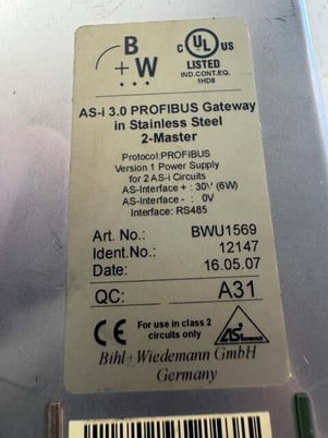 Bihl+Wiedemann AS-i PROFIBUS Gateway BWU1569 30V AS-i - Image 2