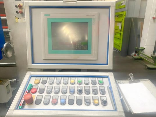 Wemhoner #Basic-1000-Plus, membrane press with pin sy, storage/unwind stand, 2005 - Image 9