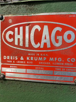 25 Ton, Chicago #285, Press Brake, 96" opening, 7.5 HP, 240 V. - Image 5