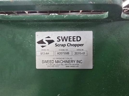 Sweed #513-AH, scrap chopper, 1 rotating knife, 17" x 14.5" discharge opening, 50" clearance, 7.75" W, 3-1/4" - Image 6