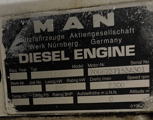1183 HP Man #D2842 LE 406 V12, marine diesel engine, 2300 RPM, 1000 hours, Ex-Garlington 6, 1998 - Image 3