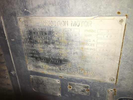 1000 HP 600 RPM Toshiba, Frame 560-1120, Drip-Proof Ball Bearing, 4160 Volts (2 available) - Image 2