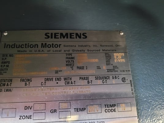 1000 HP 3600 RPM Siemens, Frame 588S, weather protected enclosure type 2, SB, new, 2300/4160 Volts (2 - Image 3