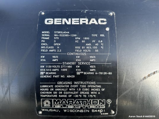 1130 KW Generac, diesel generator set, Mitsubishi engine, open skid - Image 8