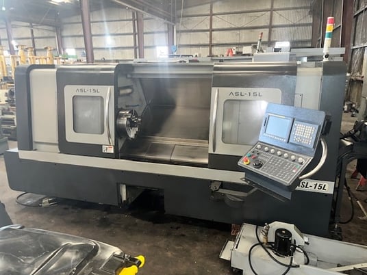 Ganesh #ASL-15L, CNC lathe, long bed, Fanuc 0iTD, 3-jaw 15" power chuck, 4.1" bar, 2014 - Image 1