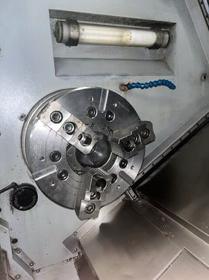 Ganesh #ASL-15L, CNC lathe, long bed, Fanuc 0iTD, 3-jaw 15" power chuck, 4.1" bar, 2014 - Image 5