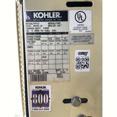 80 KW Kohler #80REOZJD, diesel generator set, standby, John Deere 4045HF285H Tier 2, 840 hours, 2007 - Image 2