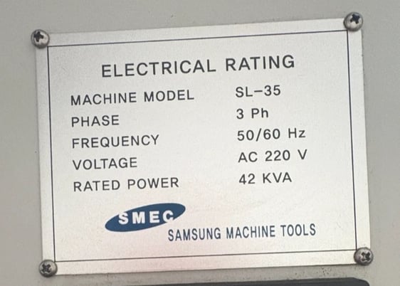 Samsung #SL-35A/1500, CNC Lathe, 23.6" swing, 4.5" bar, 20 HP, 2,000 RPM, 15" Chuck, 10-Station Turret, 2012 - Image 7