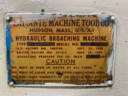 2.5 Ton x 24" stroke, LaPointe #HP5, from service & very nice running machine, Tag #16316 - Image 5