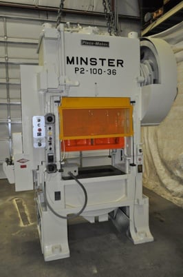 100 Ton, Minster #P2-100, straight side double crank press, 3" stroke, 16" Shut Height, 4" adj., 100-300 SPM - Image 3