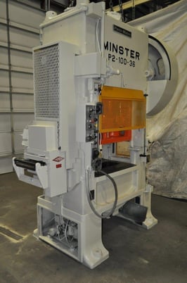 100 Ton, Minster #P2-100, straight side double crank press, 3" stroke, 16" Shut Height, 4" adj., 100-300 SPM - Image 6