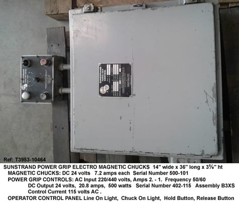 14" x 36" Sunstrand, electric magnetic chuck, 4.527" thick ea, clt power grip, input 220-440V, 50-60Hz (2 - Image 4