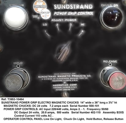 14" x 36" Sunstrand, electric magnetic chuck, 4.527" thick ea, clt power grip, input 220-440V, 50-60Hz (2 - Image 5