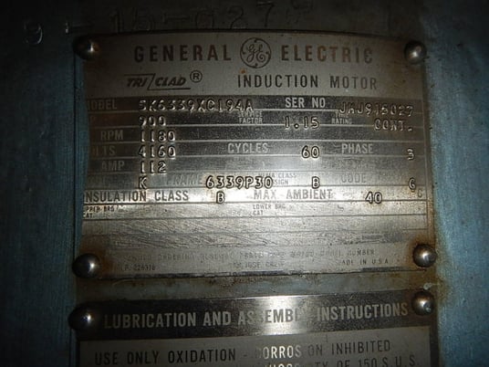 900 HP 1200 RPM General Electric, Frame 6339P30, WPIBB, 4160 Volts (2 available) - Image 6