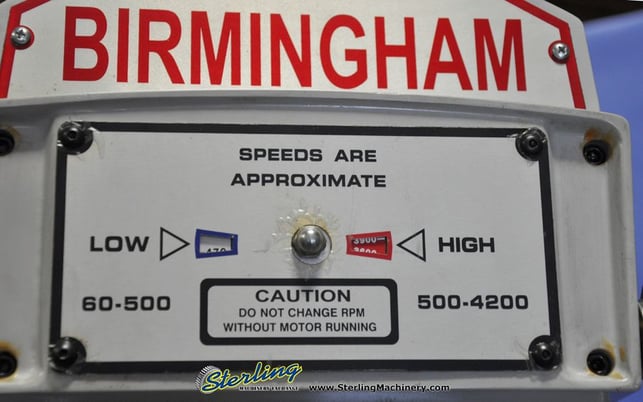 Birmingham #BPV-3949-C, 9" x49" table, variable speed head, chromed ground quill, 60-4300 RPM, 3 HP, new - Image 4