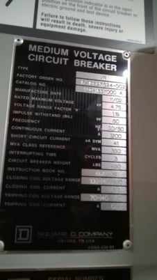 1200 Amps, Square D, VR, V5D4133Y000A, 4.76 KV, 50/60 hz., (3 available) - Image 3
